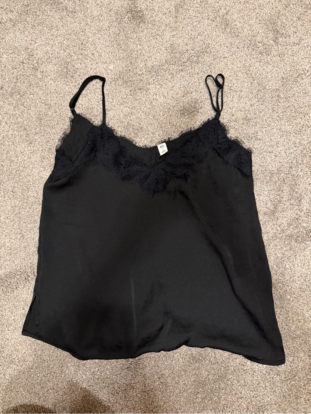 bp Black Satin Lace-Trim Camisole
